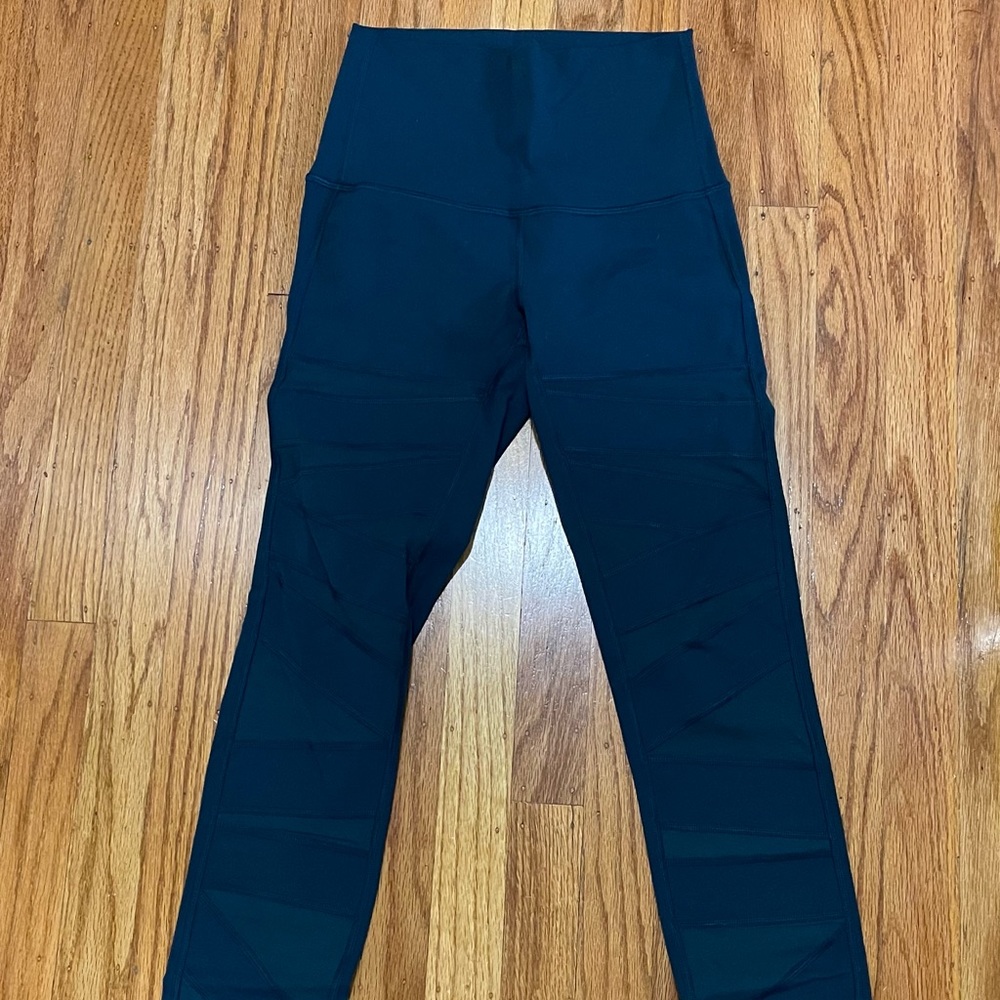 lululemon leggings ankle length - dark turquoise/blue-green color, size 4
